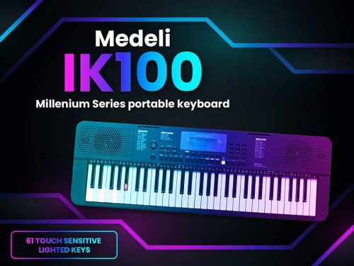 Medeli IK100 Millenium Series Keyboard – 61 Anschlagdynamische Beleuchtete Tasten, 2 x 2.5W Lautsprecher