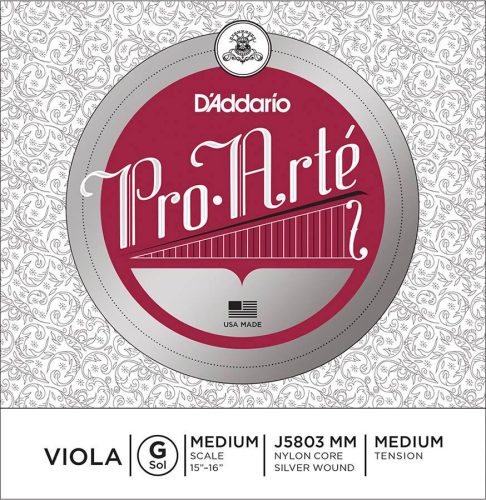 J5803-MM D'Addario Pro Arte Bowed viola string G-3 15"+, medium, silver