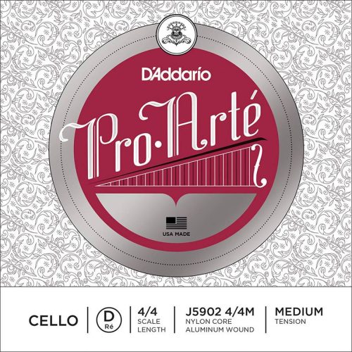 J5902-44M D'Addario Pro Arte Bowed cello string D-2 4/4, medium, aluminum