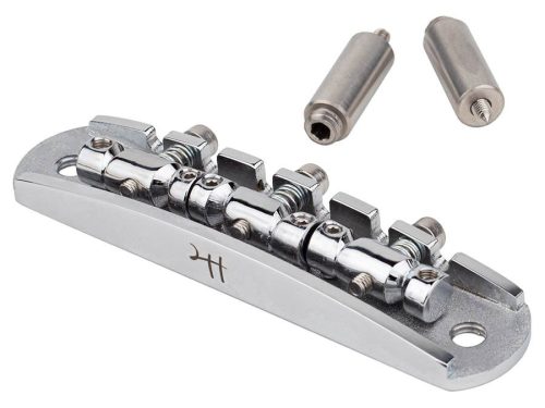 JB-1133-11-A Halon offset guitar bridge, imperial posts, full 1060 steel, chrome gloss