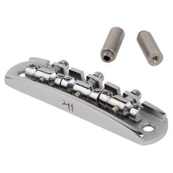   JB-1133-11-M Halon offset guitar bridge, metric posts, full 1060 steel, chrome gloss