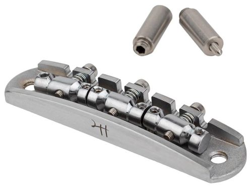 JB-1133-22-A Halon offset guitar bridge, imperial posts, full 1060 steel, chrome satin