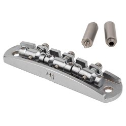   JB-1133-22-M Halon offset guitar bridge, metric posts, full 1060 steel, chrome satin