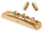 JB-1144-11-M Halon offset guitar bridge, metric posts, full 1060 steel, gold plated gloss