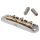 JB-1331-12-A Halon offset guitar bridge, imperial posts, chrome gloss 1060 steel bridge plate, satin raw MS-58 brass saddles