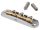 JB-1331-12-A Halon offset guitar bridge, imperial posts, chrome gloss 1060 steel bridge plate, satin raw MS-58 brass saddles