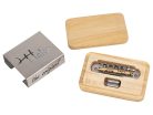 JB-1331-12-M Halon offset guitar bridge, metric posts, chrome gloss 1060 steel bridge plate, satin raw MS-58 brass saddles