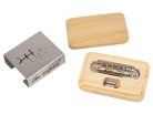 JB-1331-12-R Halon offset guitar bridge, rocking posts, chrome gloss 1060 steel bridge plate, satin raw MS-58 brass saddles