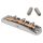 JB-1731-12-A Halon offset guitar bridge, imperial posts, chrome gloss 1060 steel bridge plate, satin raw phosphor bronze saddles