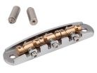 JB-1731-12-M Halon offset guitar bridge, metric posts, chrome gloss 1060 steel bridge plate, satin raw phosphor bronze saddles