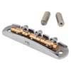 JB-1731-12-M Halon offset guitar bridge, metric posts, chrome gloss 1060 steel bridge plate, satin raw phosphor bronze saddles