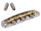 JB-3331-12-A Halon offset guitar bridge, imperial posts, full MS-58 brass, chrome gloss bridge plate, satin raw saddles