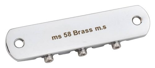 JB-3331-12-A Halon offset guitar bridge, imperial posts, full MS-58 brass, chrome gloss bridge plate, satin raw saddles