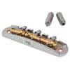 JB-3331-12-A Halon offset guitar bridge, imperial posts, full MS-58 brass, chrome gloss bridge plate, satin raw saddles