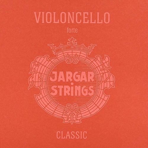 JCE-SET-RD Jargar Classic Red cello string set, hard, flexi-metal