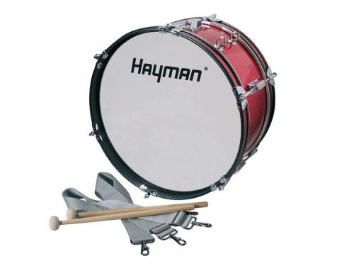 JMDR-1607 Hayman  junior marching bass drum, red, with straps, 16 inch, 7inch deep