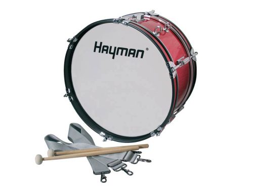 JMDR-1807 Hayman  junior marching bass drum, red, with straps, 18 inch, 7 inch deep