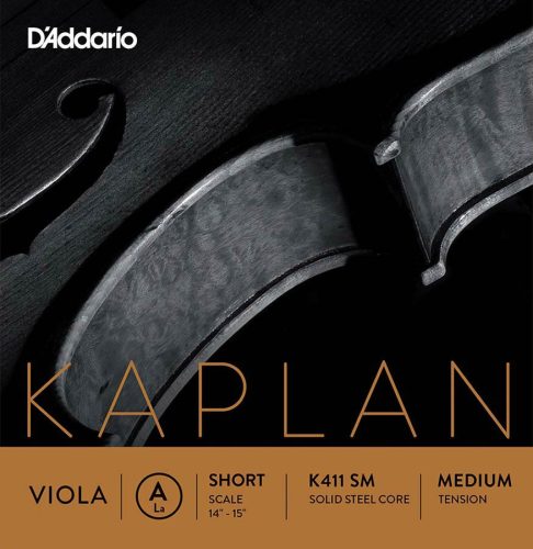 K411-SM D'Addario Kaplan Forza viola string A-1, solid steel, titanium wound, short scale, medium tension