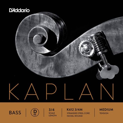 K612-34M D'Addario Kaplan double bass string D-2 3/4, medium, stranded steel, nickel wound