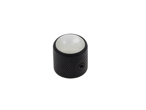 KB-236 Boston  dome knob with pearloid inlay, 18x18mm with set screw, black