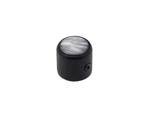 KB-239 Boston  dome knob with black pearl inlay, 18x18mm with set screw, black