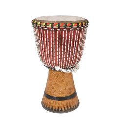   KDJS12 Kangaba  medium djembé Senegal, teak wood, goat skin head, nylon string, (approximately) 29x54cm