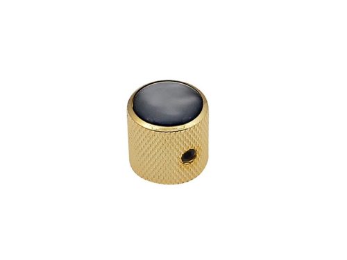 KG-239 Boston  dome knob with black pearl inlay, 18x18mm with set screw, gold