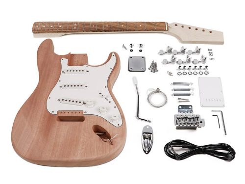 KIT-ST-15 Boston  guitar assembly kit, Stallion model, mahogany body, maple neck and fb. S-S-S- pickups