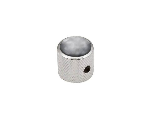 KN-239 Boston  dome knob with black pearl inlay, 18x18mm with set screw, nickel