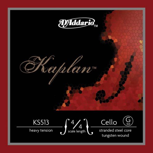 KS513-44H D'Addario Kaplan cello string G-3, heavy, tungsten wound on stranded steel core