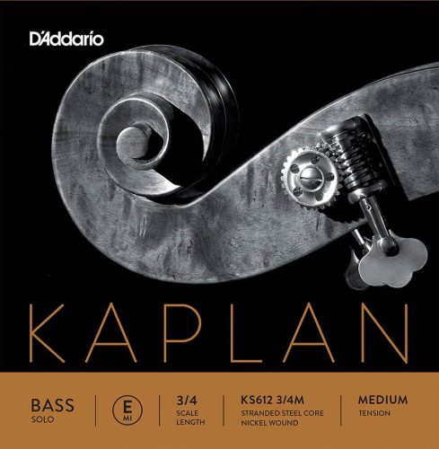 KS612-34M D'Addario Kaplan Solo double bass string E-2, medium, stranded steel, nickel wound, solo