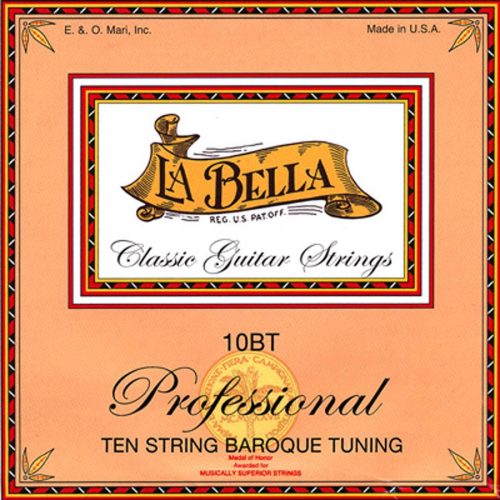 L-10BT La Bella Multi-String Guitars string set classic, clear nylon trebles and silverplated basses, for 10-string, baroque tuning