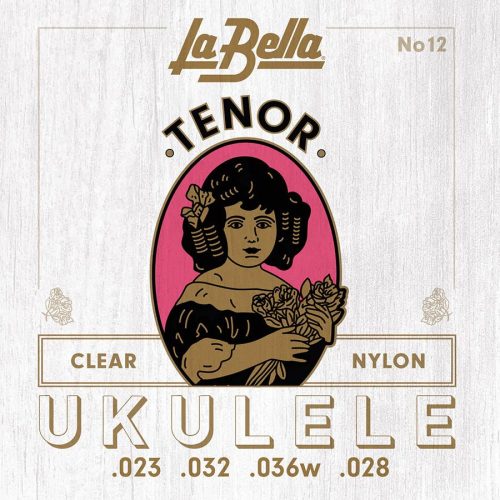 L-12 La Bella Acoustic Folk string set tenor ukulele, clear nylon, aluminum wound 3rd, 023-032-036W-028