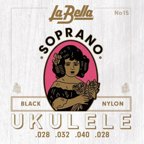 L-15 La Bella Acoustic Folk string set soprano ukulele, black nylon, 028-032-040-028