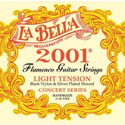   L-2001FL La Bella 2001 Series string set classic/flamenco, professional, black nylon trebles & silverplated basses, light tension