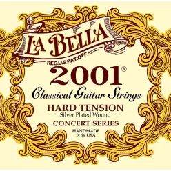   L-2001H La Bella 2001 Series string set classic, professional, clear nylon trebles & silverplated basses, hard tension
