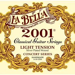   L-2001L La Bella 2001 Series string set classic, professional, clear nylon trebles & silverplated basses, light tension