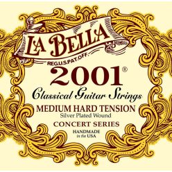   L-2001MH La Bella 2001 Series string set classic, professional, clear nylon trebles & silverplated basses, medium hard tension