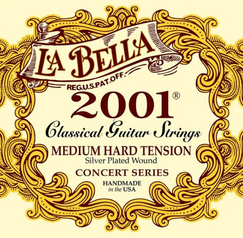 L-2001MH La Bella 2001 Series string set classic, professional, clear nylon trebles & silverplated basses, medium hard tension