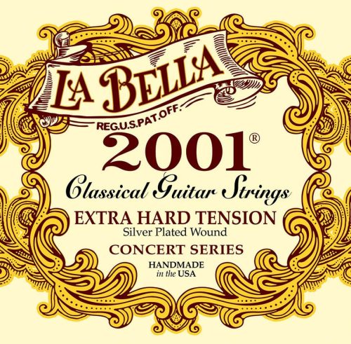 L-2001XH La Bella 2001 Series string set classic, professional, clear nylon trebles & silverplated basses, extra hard tension