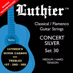   L-30SC Luthier Super Carbon 101 string set classic, Concert White Silver, medium-hard tension, with carbon trebles