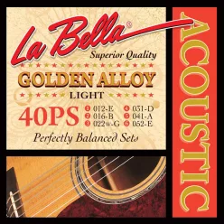   L-40PS La Bella Golden Alloy Wound string set acoustic, light, 012-016-022-031-041-052