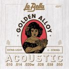 L-40PT La Bella Golden Alloy Wound string set acoustic, extra light, 010-014-020-028-038-050