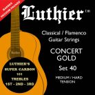 L-40SC Luthier Super Carbon 101 string set classic, Concert Gold, bronze alloy, medium-hard tension, with carbon trebles