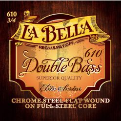   L-610 La Bella Elite Bowed double bass 3/4 string set, full steel core, chrome steel flatwound