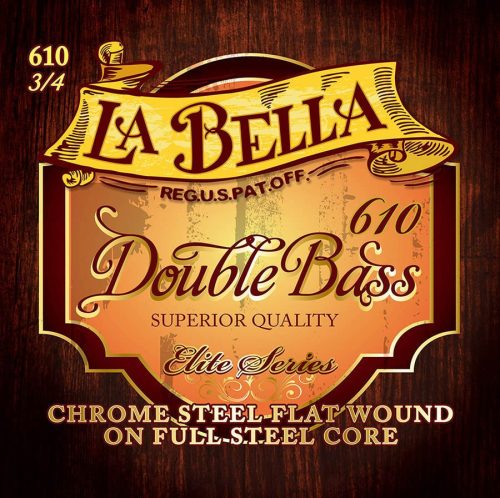 L-610 La Bella Elite Bowed double bass 3/4 string set, full steel core, chrome steel flatwound