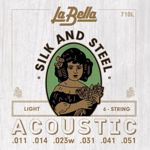 L-710L La Bella Silk & Steel string set acoustic, light, 011-014-023-031-041-051