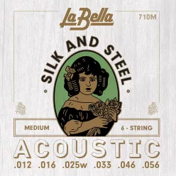   L-710M La Bella Silk & Steel string set acoustic, medium, 012-016-025-033-046-056