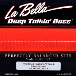   L-750N-B La Bella Deep Talkin' Bass string set electric 5-string bass, black nylon tape wound, light, 050-065-085-105-135 longscale