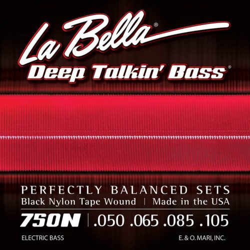 L-750N La Bella Deep Talkin' Bass string set electric bass, black nylon tape wound, light, 050-065-080-105 longscale